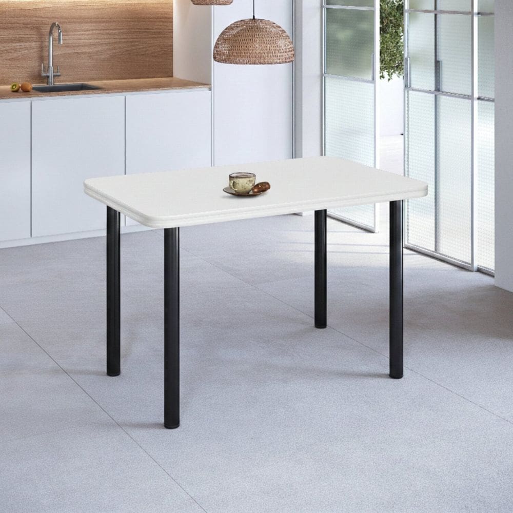 Mesa de Jantar 4 Lugares Retangular Base Pintura Tampo em Mdp Fórmica Branco