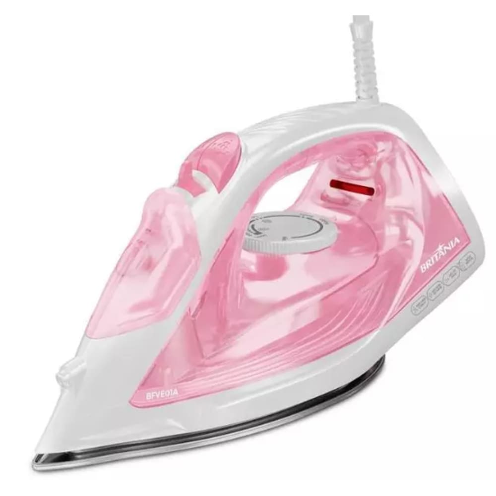 Ferro de Passar a Vapor Britania Branco/Rosa 26 Saidas de Vapor 220V 1600W