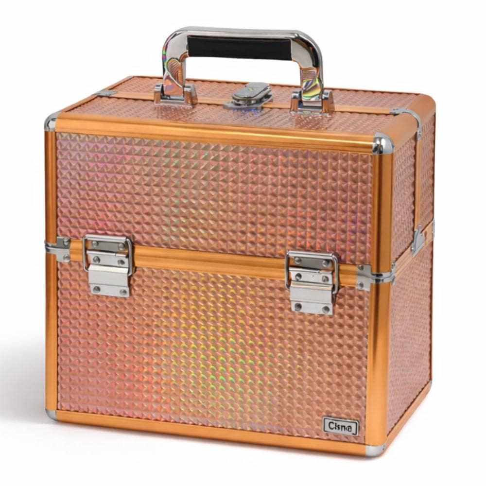 Maleta de Maquiagem Cisne Salmão Holográfica e Rose Csn-a166