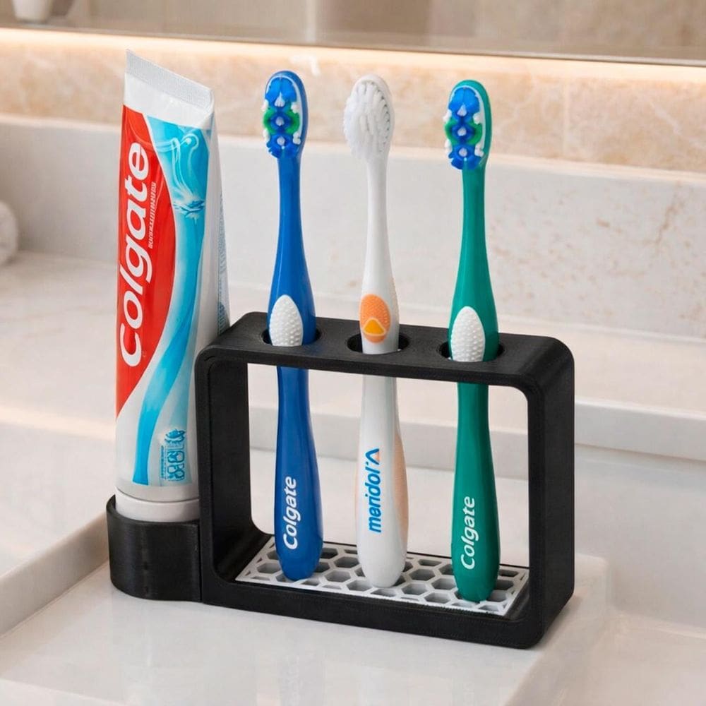 Organizador Preto Para Banheiro Pequeno Porta Escovas