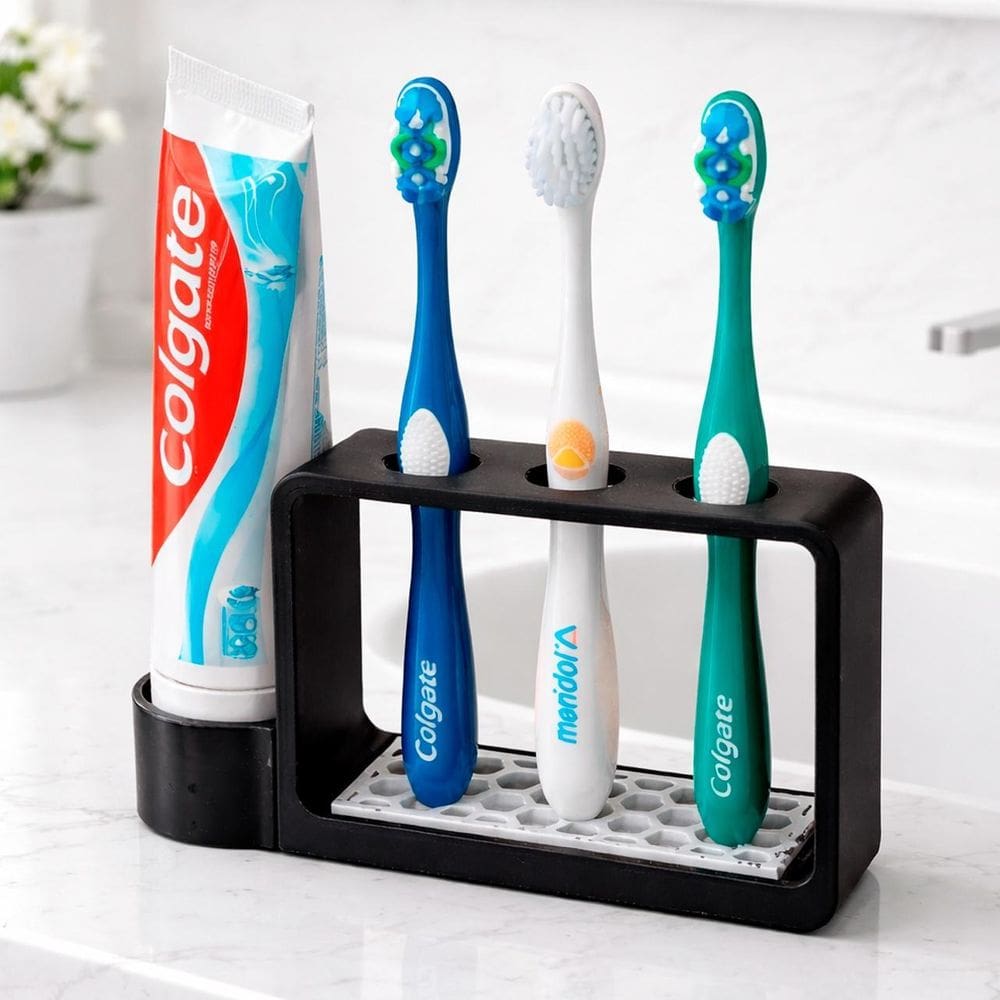 Porta Escovas Preto Para Bancada De Pia Banheiro Moderno