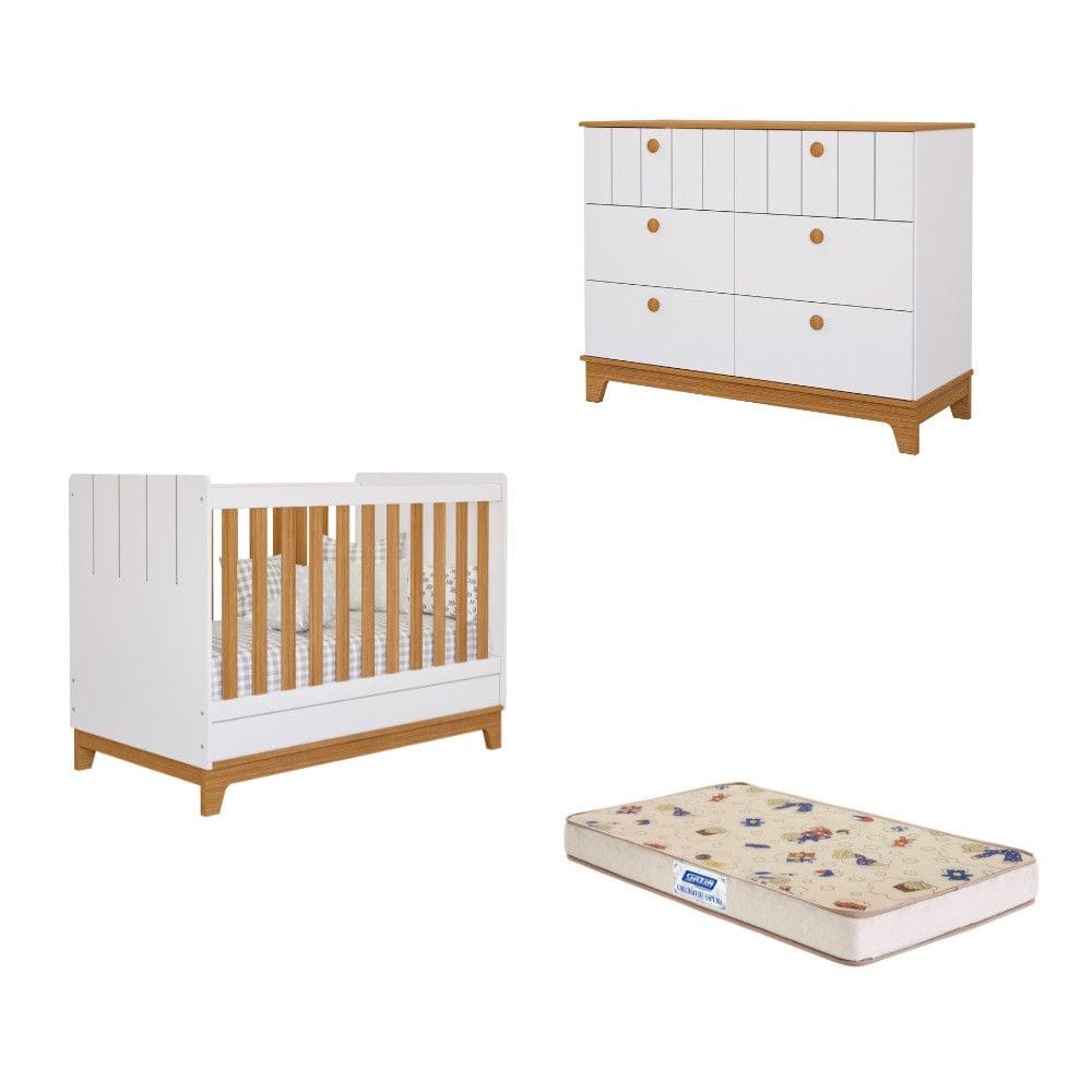 Quarto de Bebe com Comoda Berco e Colchao Liza Permobili