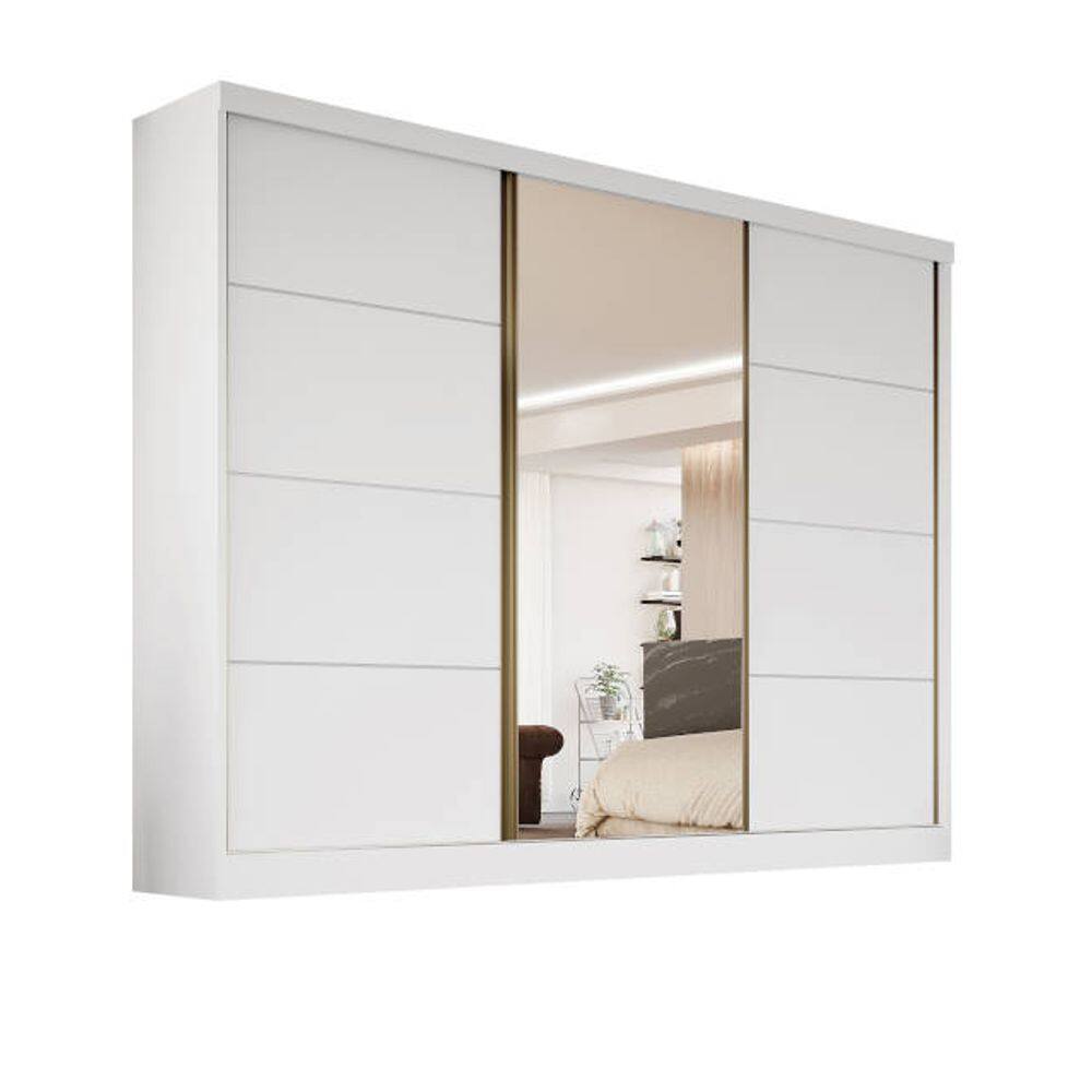 Guarda-Roupa 1 Portas Espelho 6 Gav Bergamo-Branco Bianchi