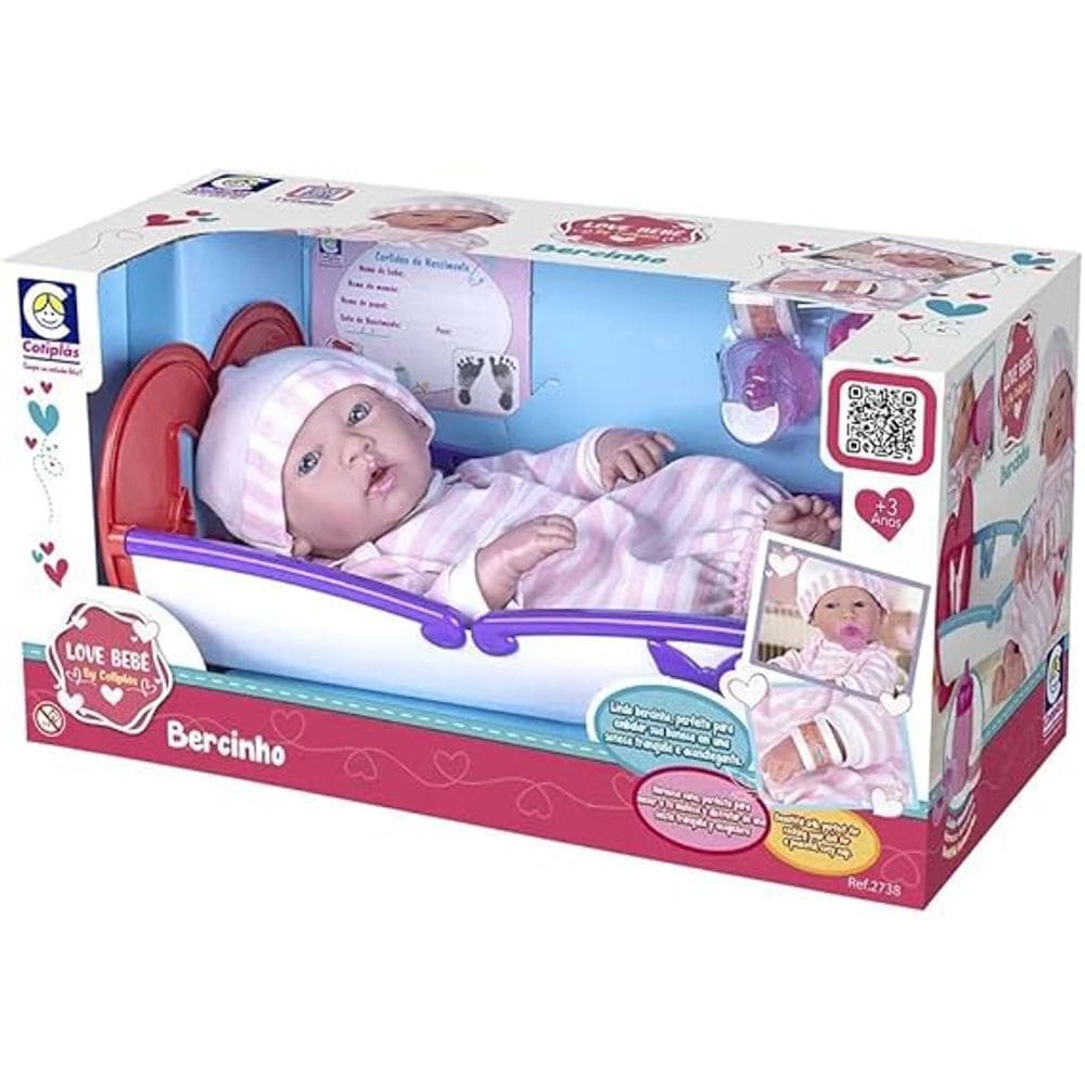 Boneca Love Bebe By Cotiplas com Bercinho 2738