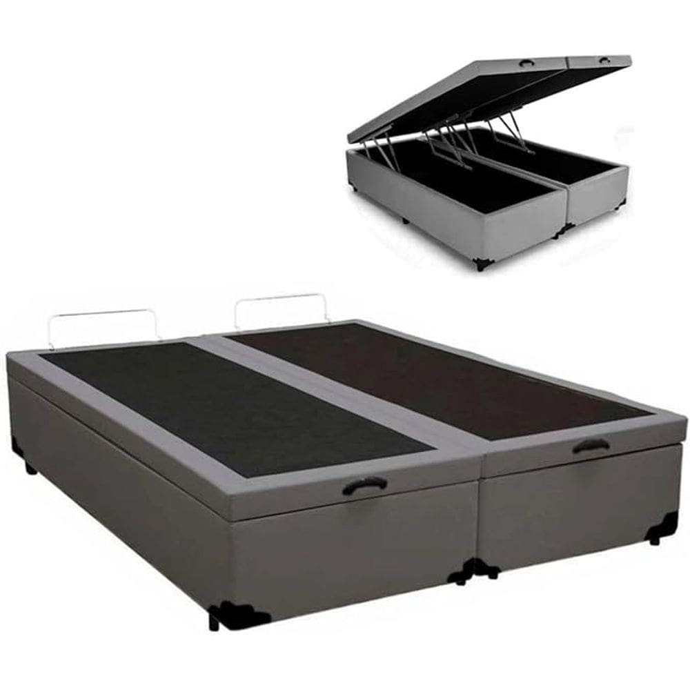 Cama Box Bau Bipartido Casal Sintetico Premium Santo Box Bipartido 47x138x188