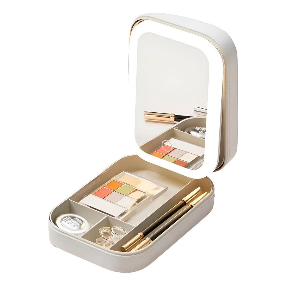 Organizador Maquiagem Com Espelho Led Recarregável