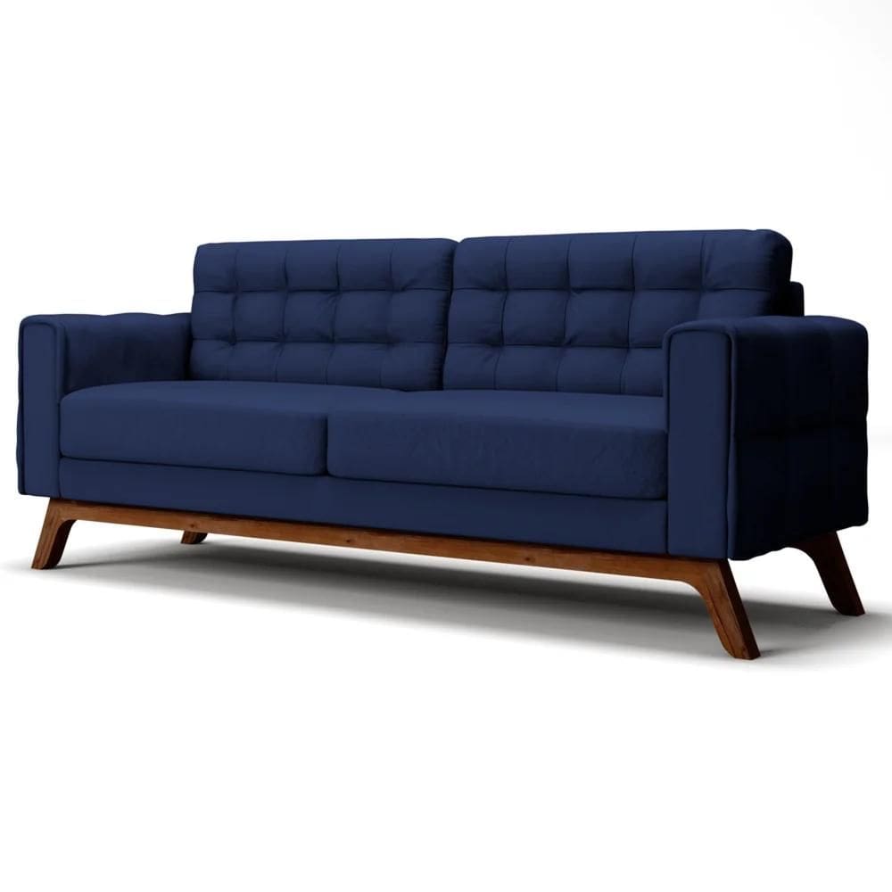 Sofá 300cm 4 Lugares Sandero C-287 Veludo Marinho - Domi