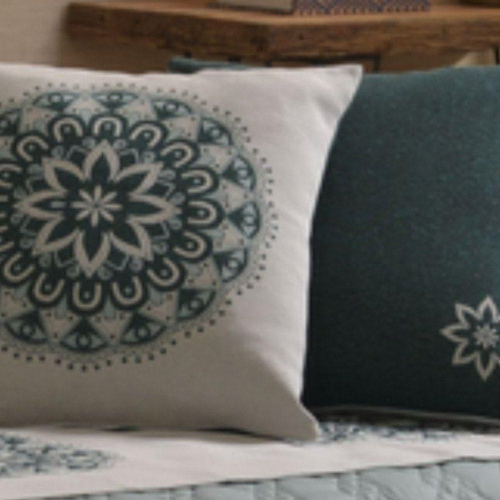 Capa De Almofada Decorativa Turin Quadrada 1 Peça 58% Algodão / 42% Poliéster - Mandala Verde