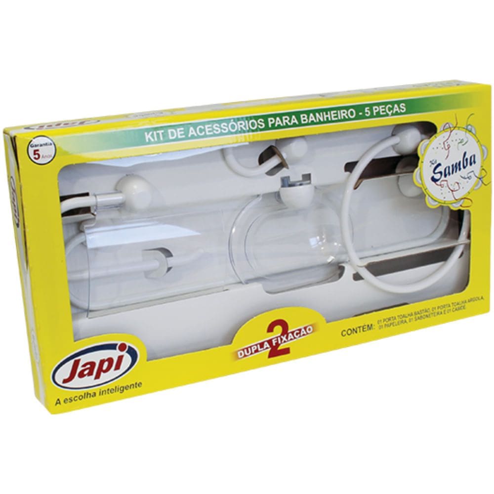 Kit de Acessórios para Banheiro Samba 5 Peças Branco - JKSB - JAPI