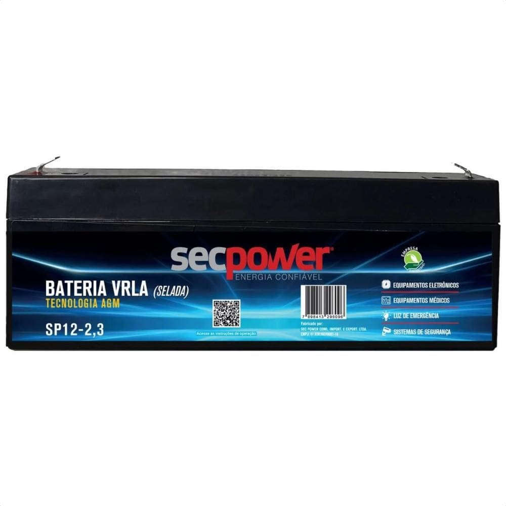 Bateria Selada VRLA 12V 2,3AH SP 12-2,3 Secpower