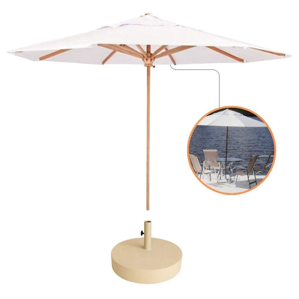 Guarda Sol Ombrelone 3,00m + Base 40kg Para Praia Piscina Jardim Branco