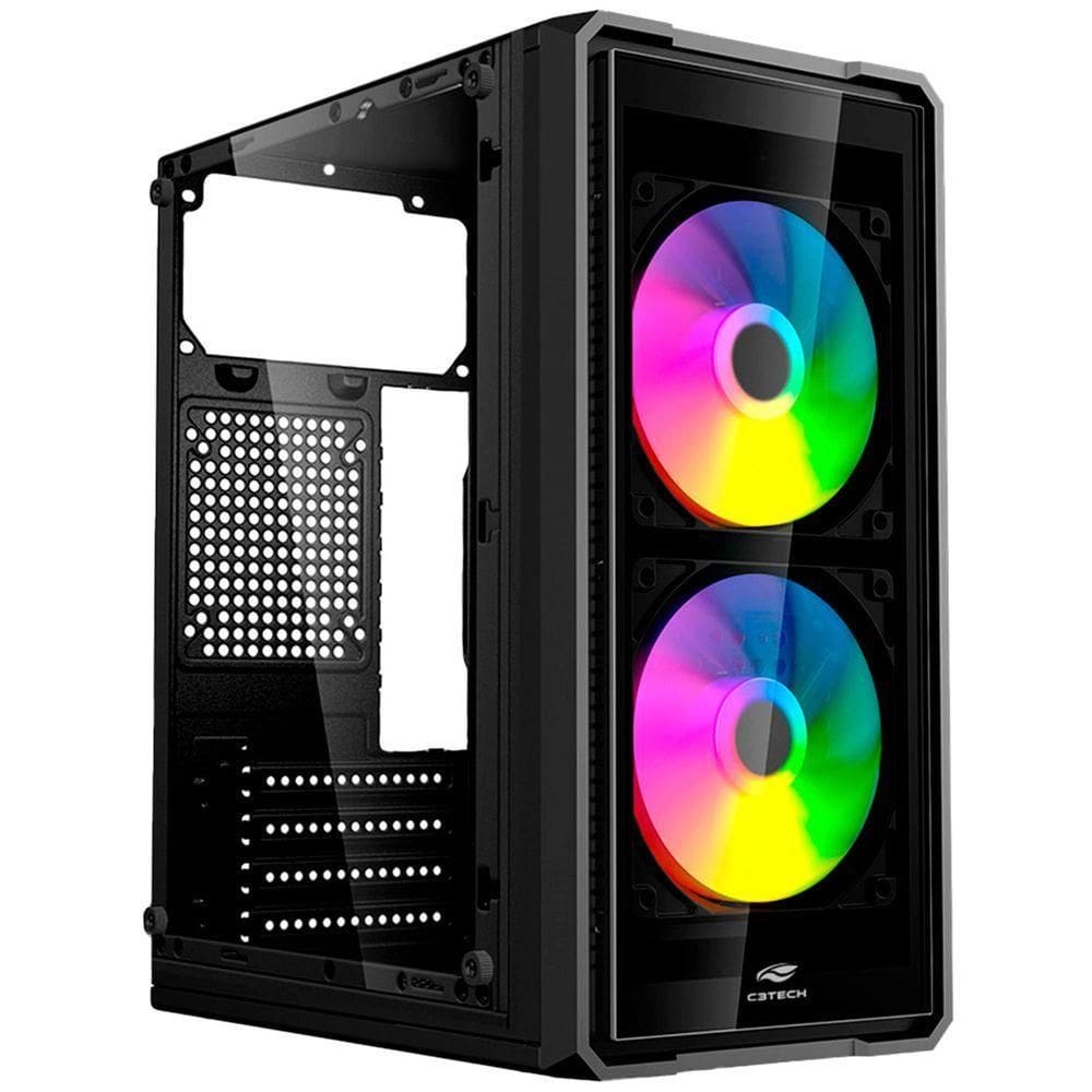 Gabinete Gamer C3tech Mt-g41bk, Lateral Em Vidro, Micro Atx - Preto