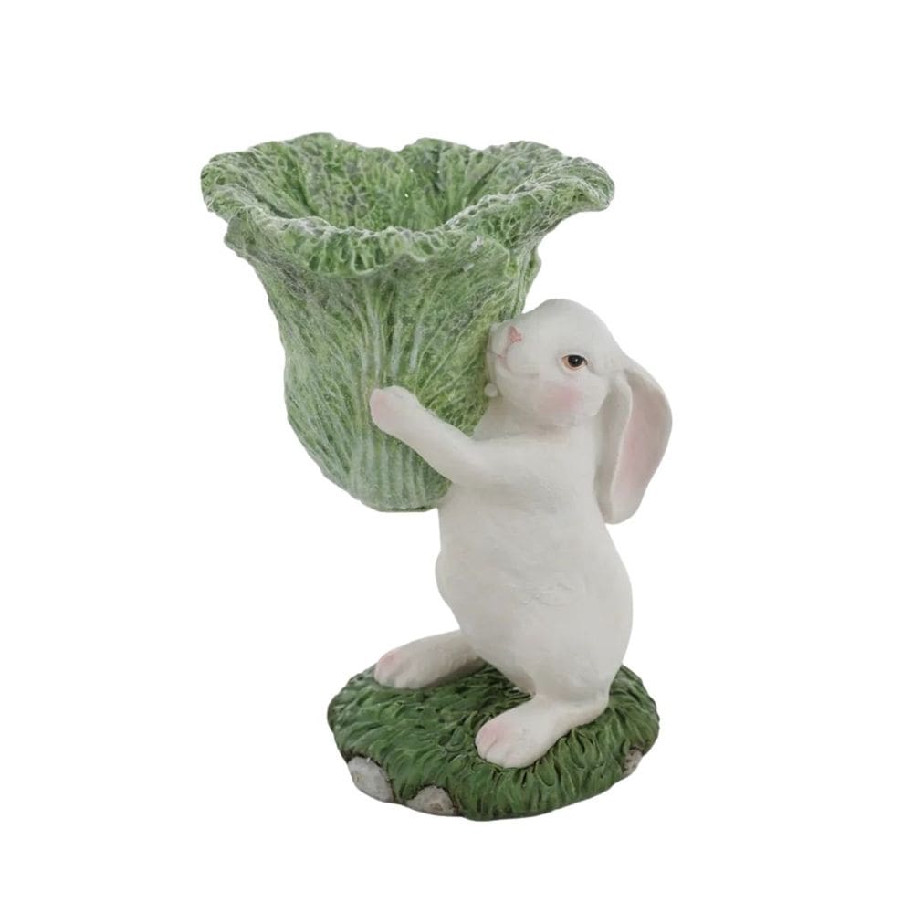 Coelho De Pascoa Flower  Alface Resina 12x7,2x11,8cm 1Unid