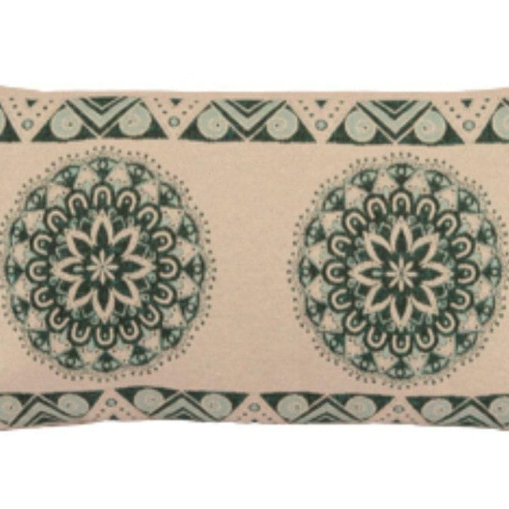 Almofada Decorativa Turin Retangular Com Refil 58% Algodão / 42% Poliéster - Mandala Verde