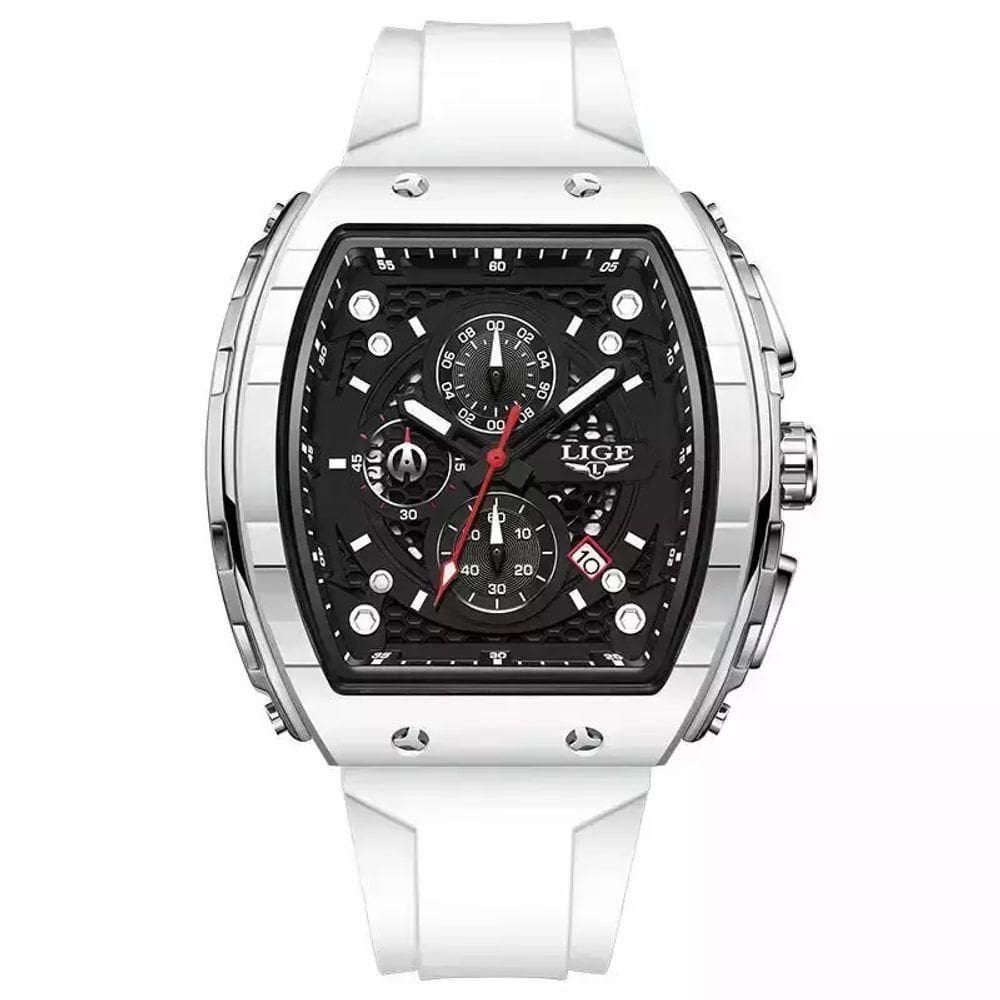 Relógios Masculino Lige 89148 Quadrado Esportivo Branco
