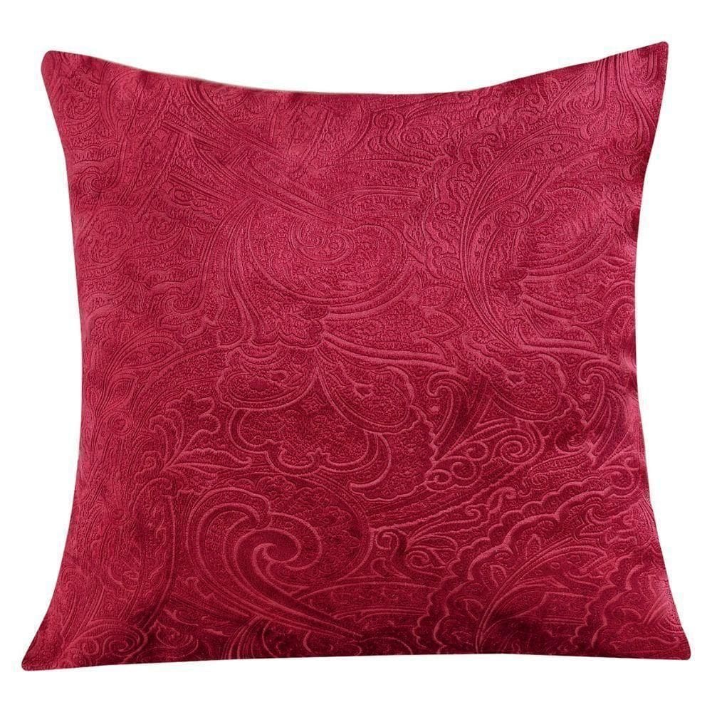 Almofada Decorativa Ellen Veludo Jacquard Com Refil 100% Poliéster - Vinho