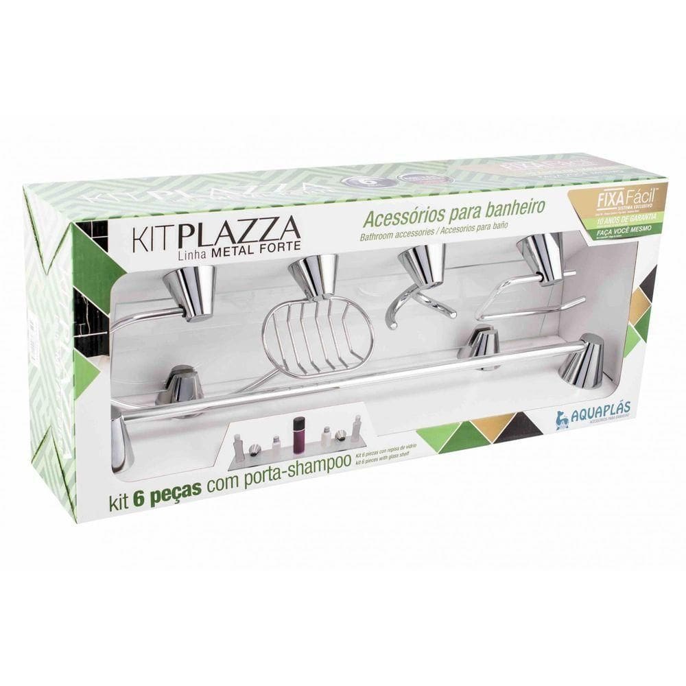 Kit De Banheiro Linha Plazza 6 Peças Cromado