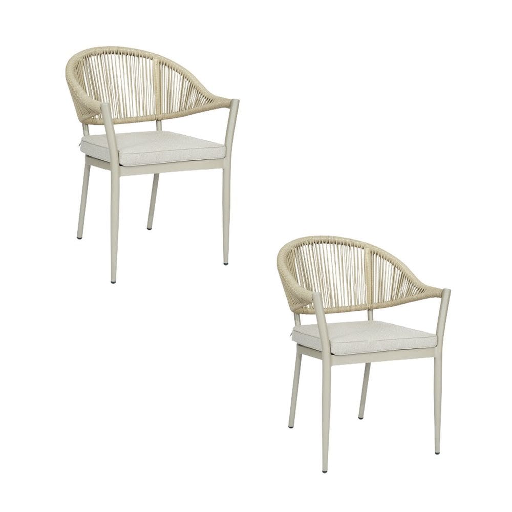 Kit com 2 Cadeiras em Aluminio e Corda Nautica para Area Externa Amalfi  Cinza