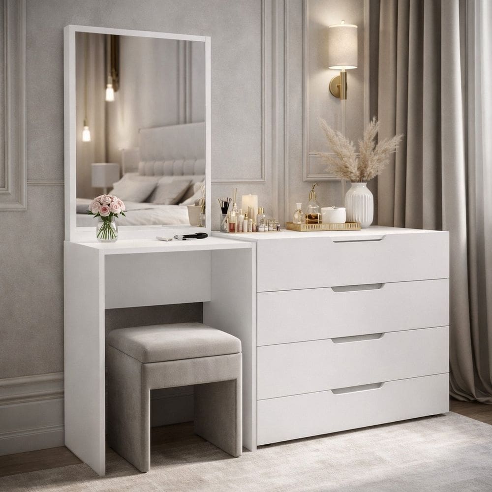 Cômoda Penteadeira 4 Gavetas Madrid Branco