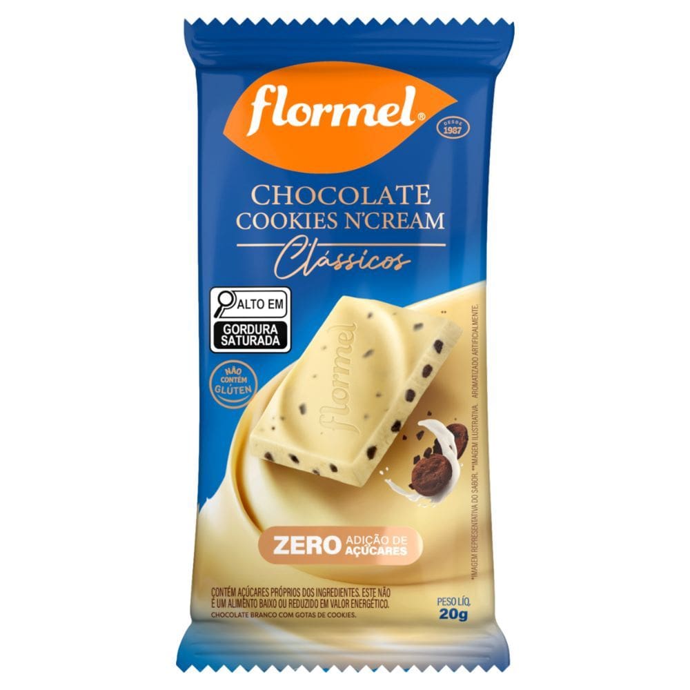 Chocolate Branco Cookies n`Cream Flormel Clássicos 20g