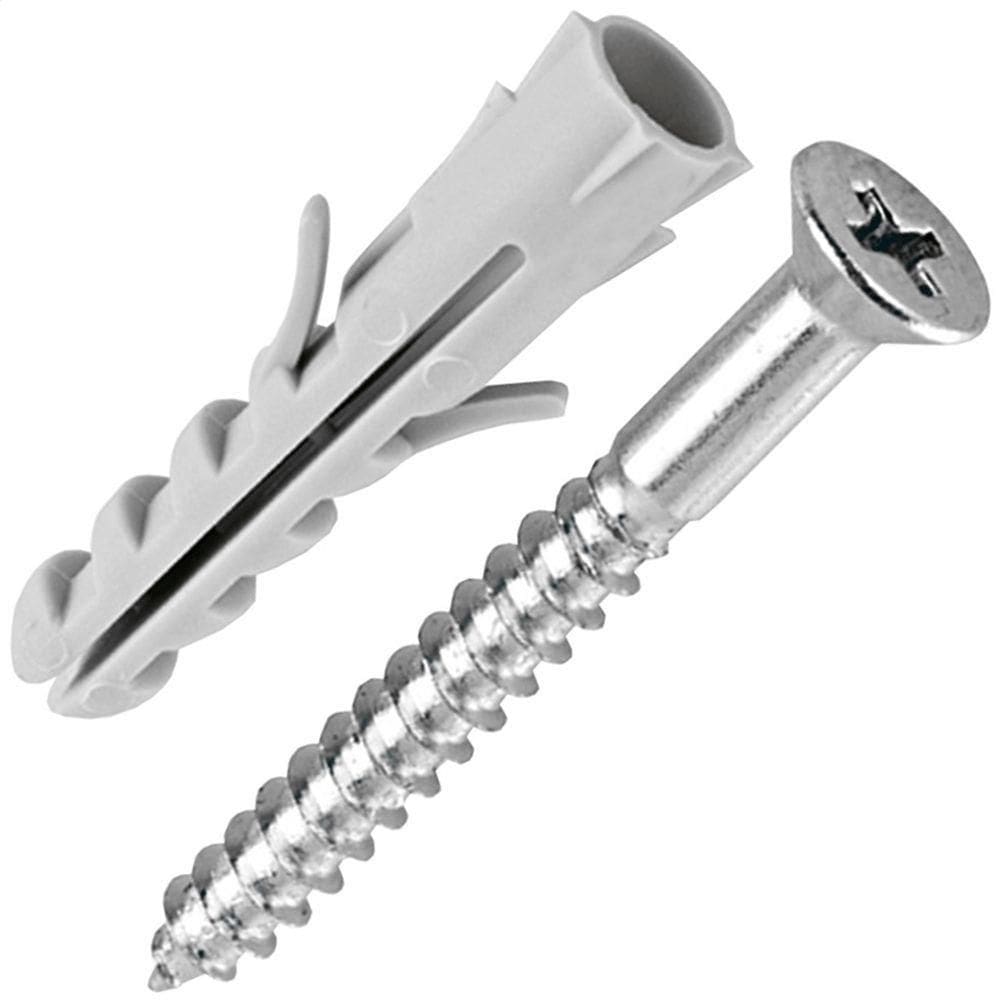 Bucha Nylon 5mm com Parafuso Para Madeira Chato 3,5x30 200 Peças Pmb427 Fox Mix Bucha Nylon 5mm