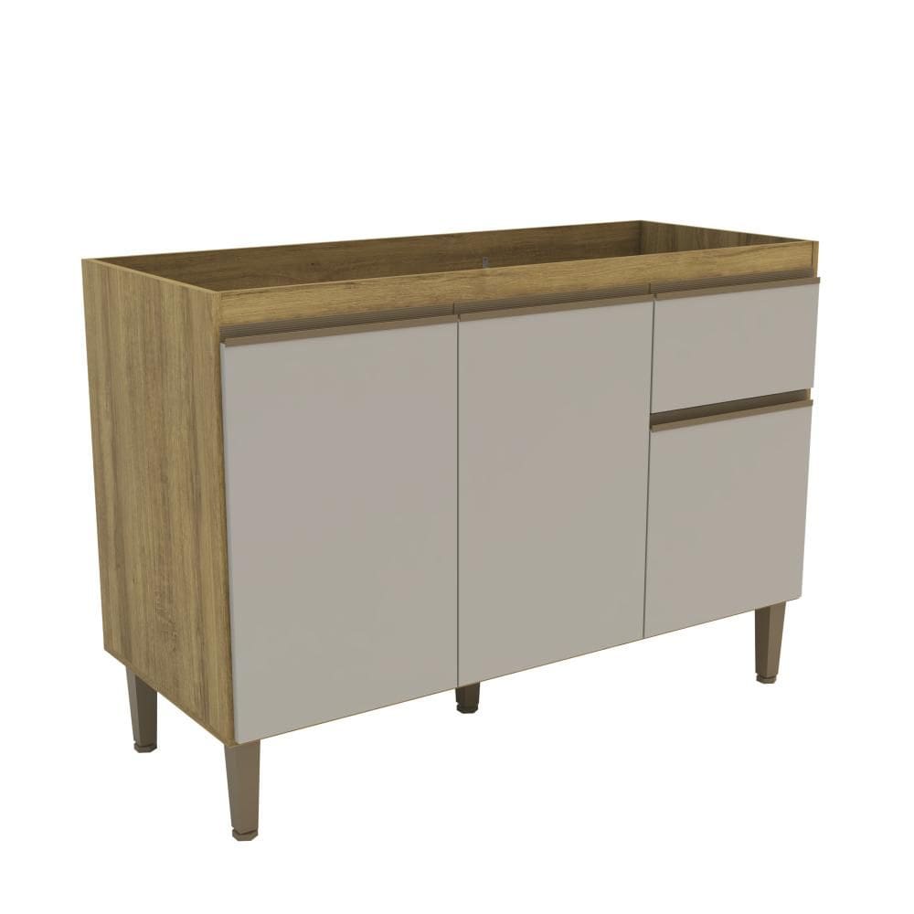 Balcão para Pia 120cm 3 Portas 1 Gaveta Sem Tampo Margarida Cor Marrom/Arenas - Mademóvel