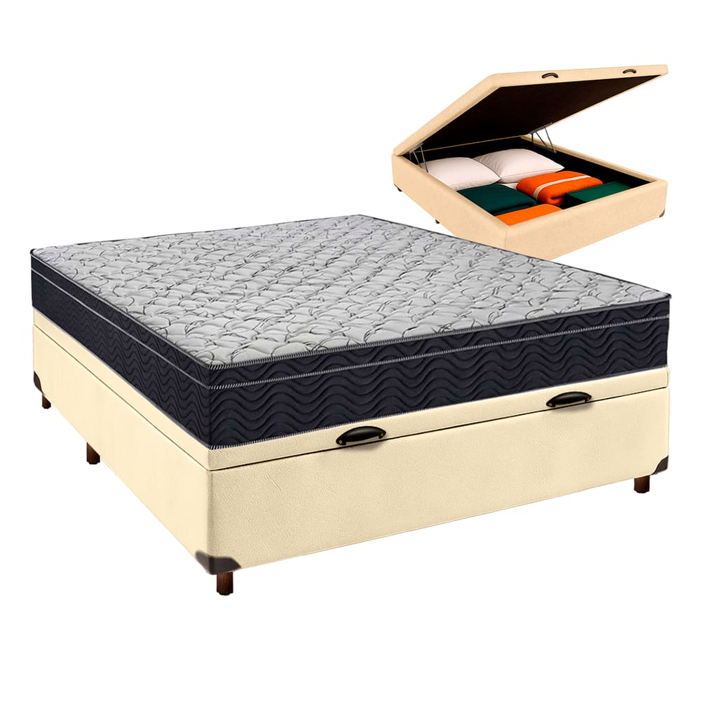 Bau Blindado Begetiza + Colchão Casal Airtech 150 Ortobom