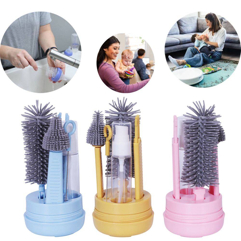 Kit Escova De Limpeza Garrafas Mamadeiras Bicos Portátil