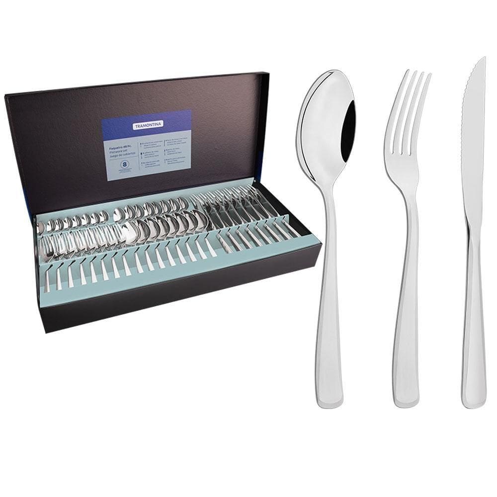 Faqueiro Tramontina Pacific Inox C- Acabamento Alto Brilho E Detalhes No Cabo 48 Pçs 66962144