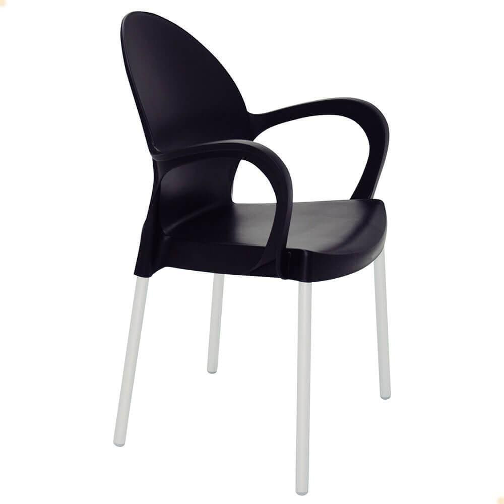 Cadeira Tramontina Grace Empilhável Preto Em Polipropileno Pés Alumínio 92068-909