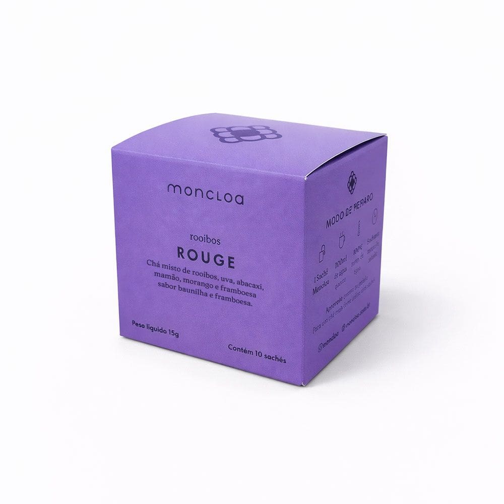 Chá Infusão de Rooibos Rouge Moncloa 15g. Caixa com 10 Sachês.