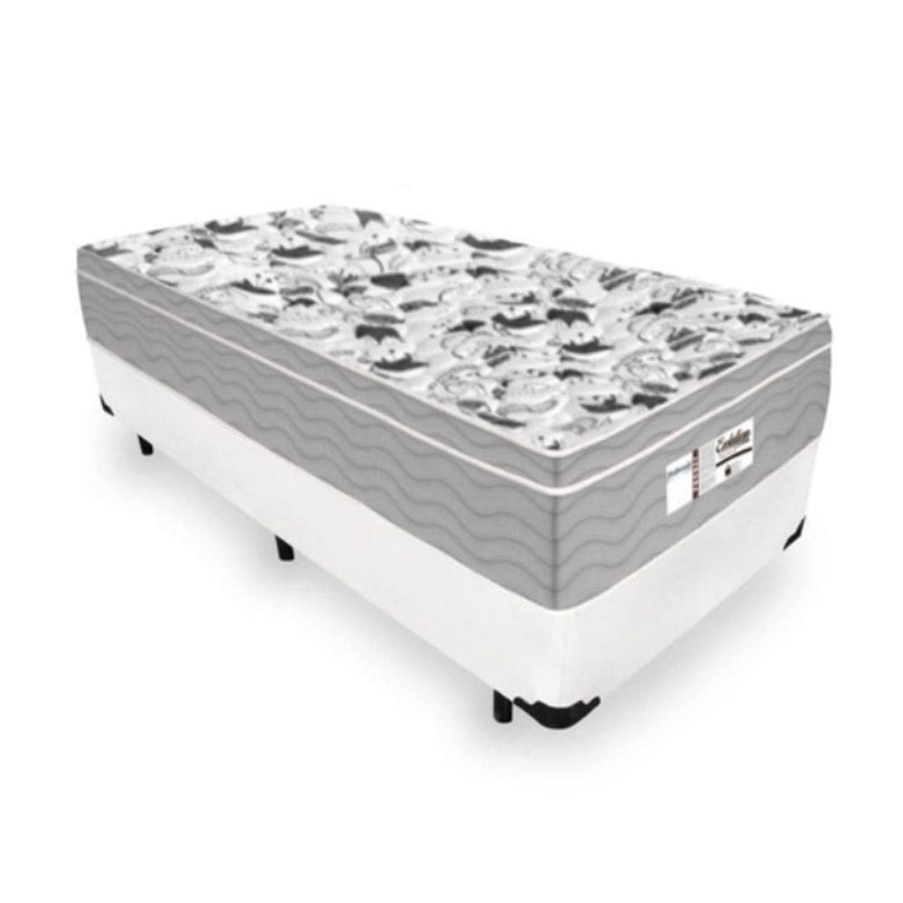 Cama Box Solteiro Tecido Sintético Branco com Colchão De Molas Ensacadas - Probel Evolution