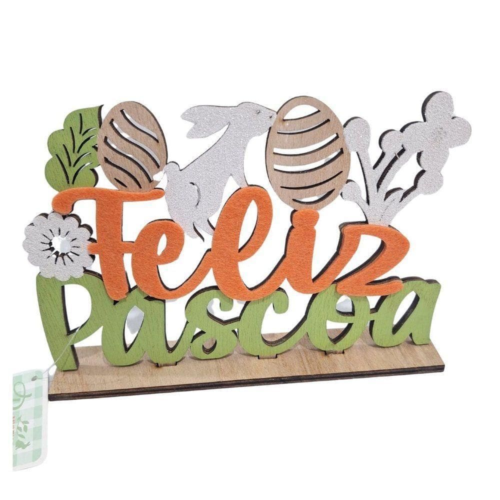 Placa De Mesa Feliz Páscoa Multiart