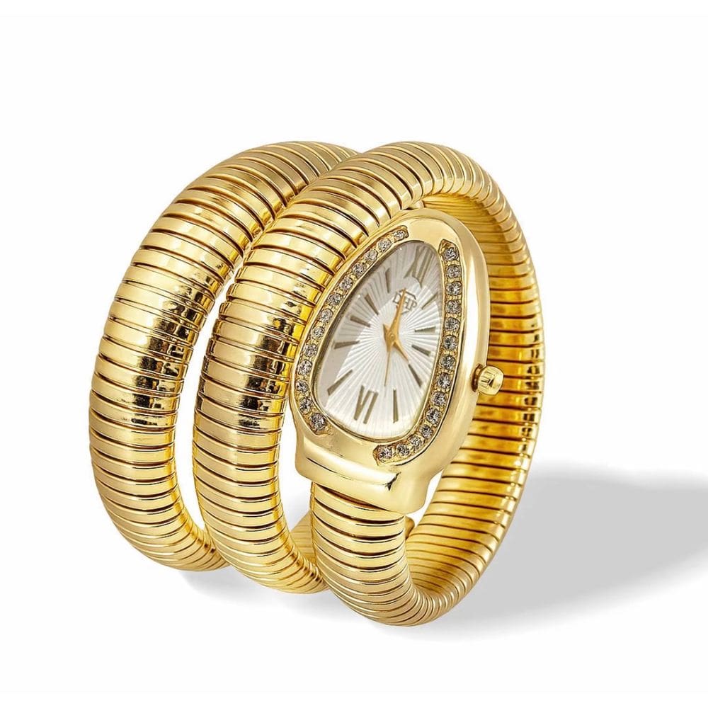 Relógio Bracelete Cobra – Luxo e Poder no Seu Pulso Dourado Gold Feminino