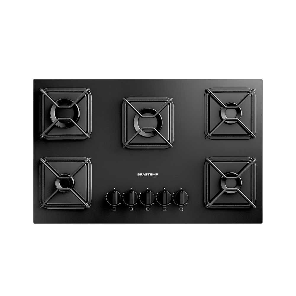Cooktop a Gás Brastemp em Vidro Temperado com 05 Bocas e Chama Simmer Preto - BDD75BE
