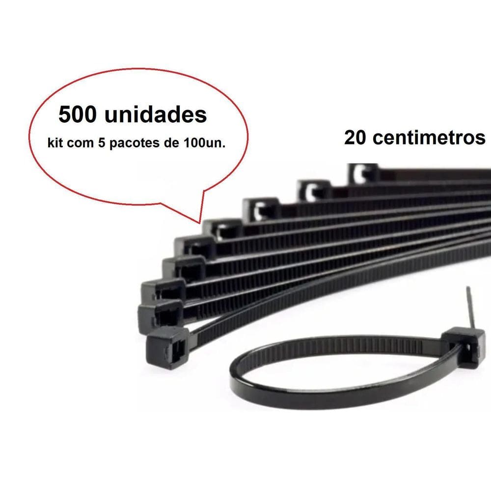 Kit 500 Abraçadeiras Helerman De Nylon Fita Preta 2,5Mmx20Cm