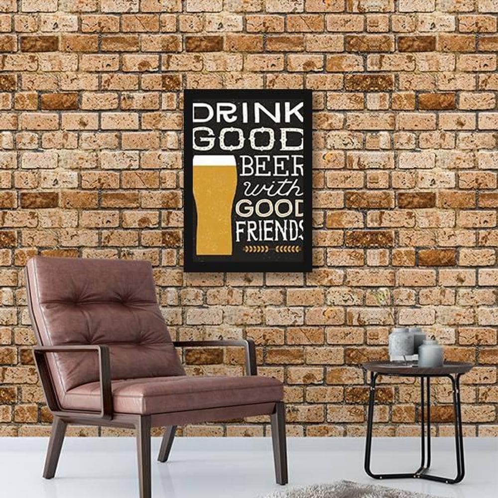 Quadro Drink Good Beer With Good Friends 24X18 Vidro Preta