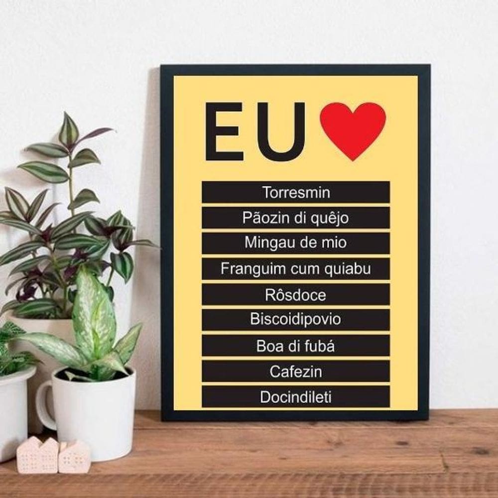 Quadro Eu Amo Ser Mineiro 33X24Cm - Madeira Preta