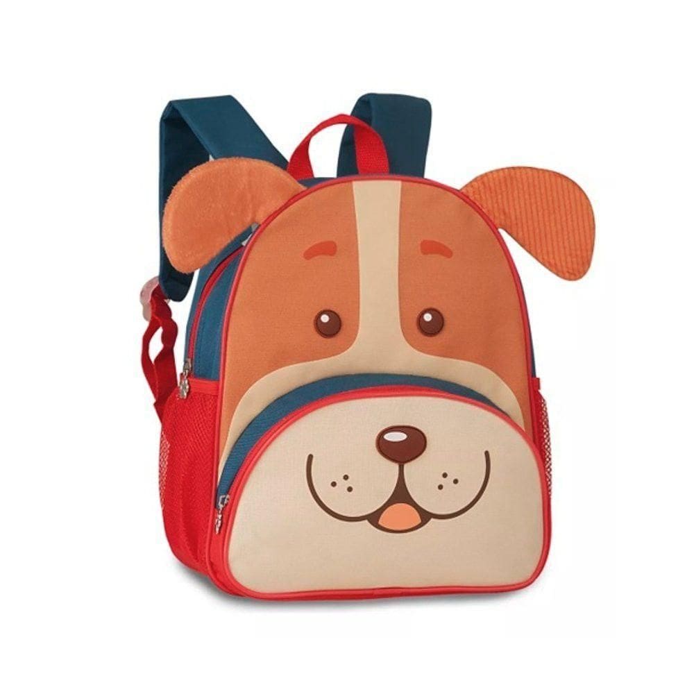 Mochila Escolar Infantil Para Criança Estudar Com Alças Cachorro Vermelho