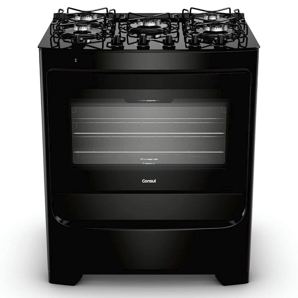 Fogao 5 Bocas Bivolt com Mesa de Vidro Consul