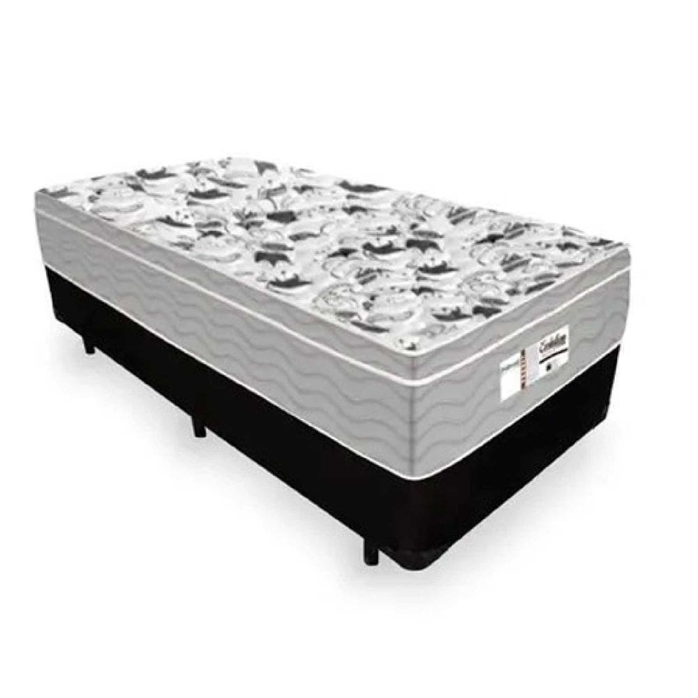 Cama Box Solteiro Tecido Sintético Preto com Colchão De Molas Ensacadas - Probel Evolution