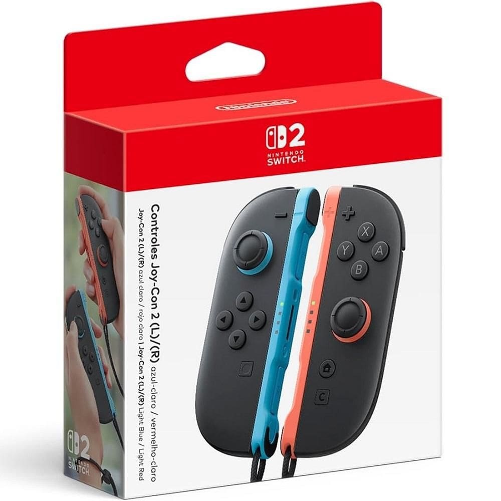 Controle Switch Joy-Con 2 Azul Claro e Vermelho Claro, NINTENDO