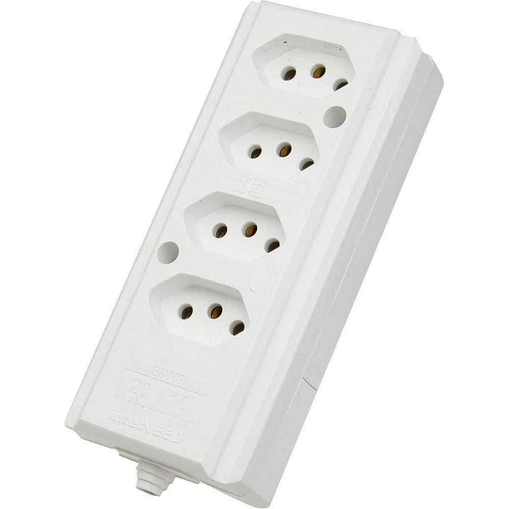 Tomada Bar Hercules 4 Tomadas Branca - Interneed