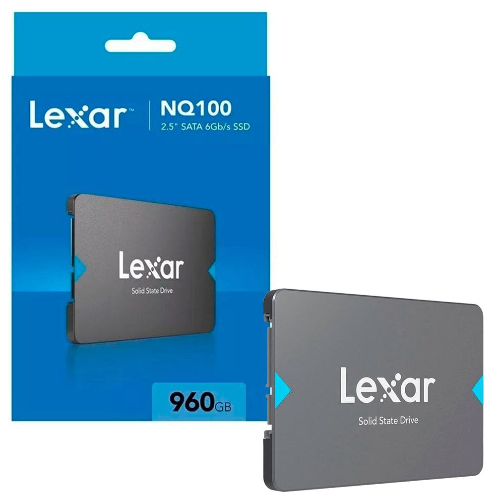 SSD 960GB Lexar NQ100, 2.5” SATA III 6Gb/s, Leitura 550 MB/s, Gravação 500 MB/s - LNQ100X960G-RNNNU