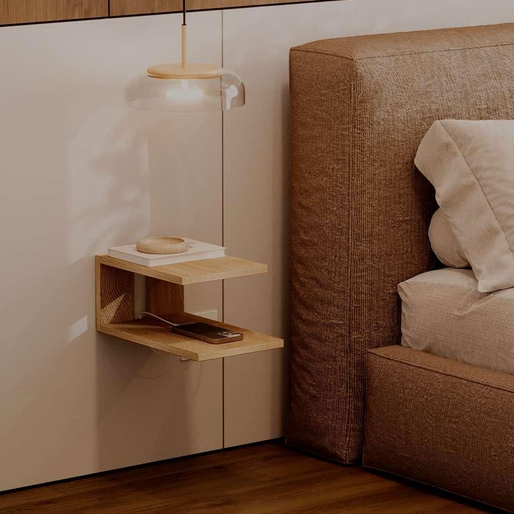 MP - Mesa de Cabeceira Oslo 23x15cm Carvalho