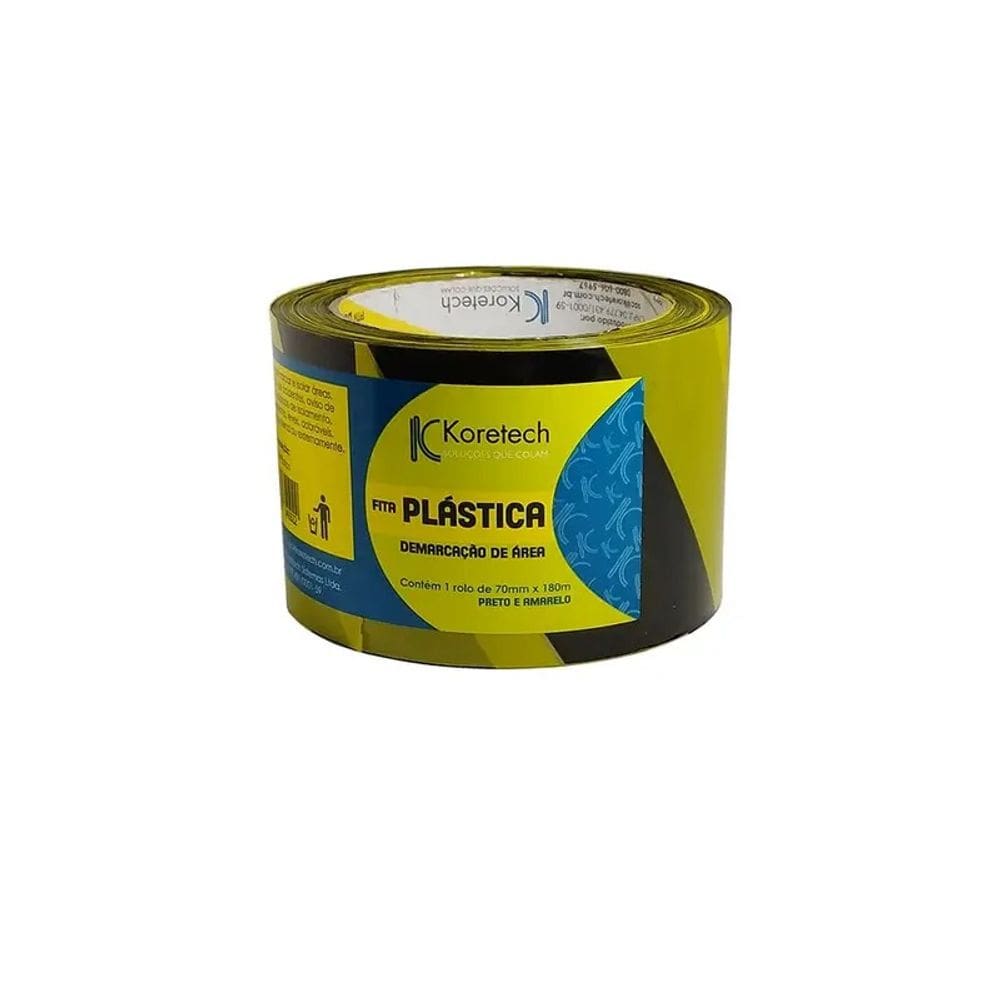 Fita Demarcação De Area 70Mmx200m Preto/Amarelo Koretech