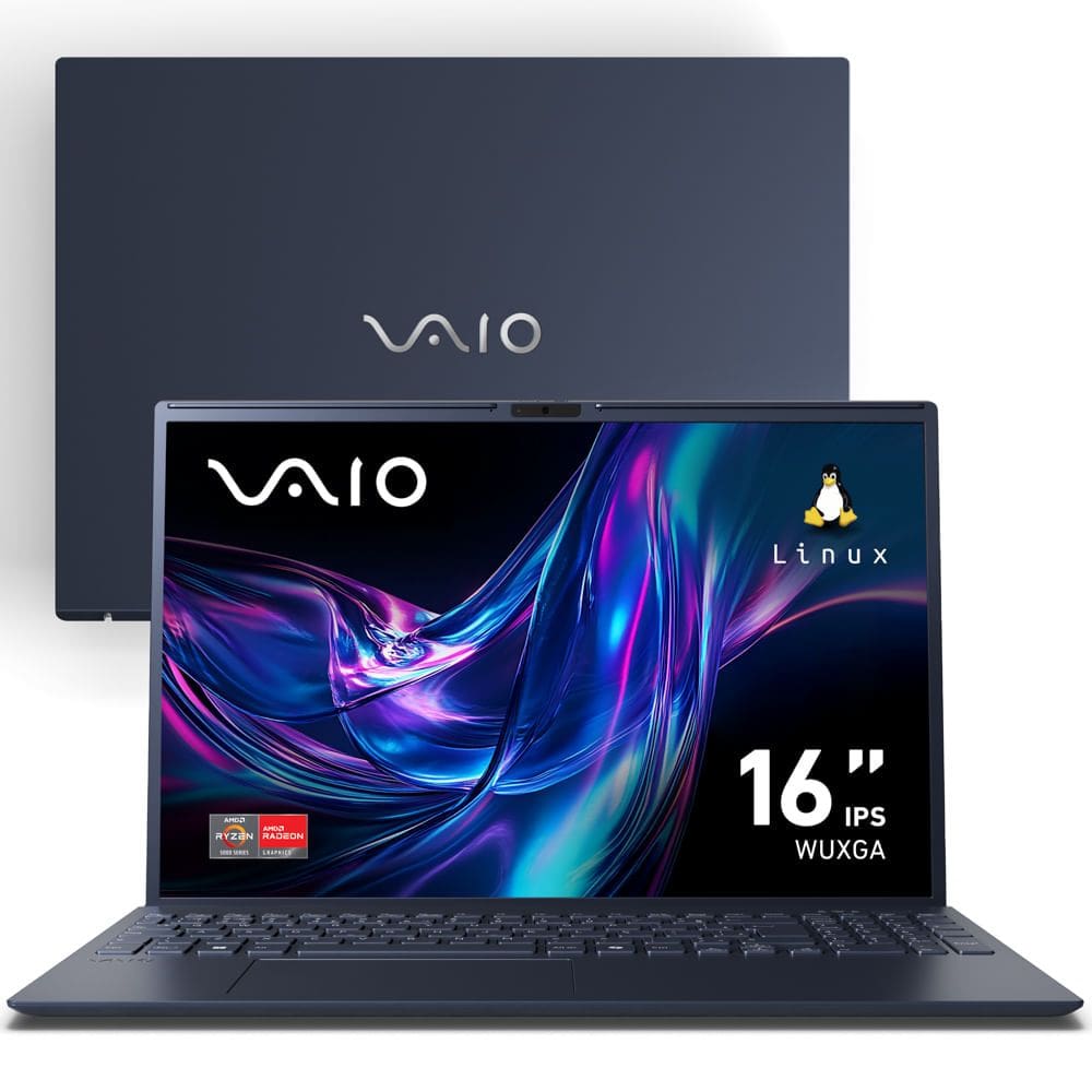 Notebook VAIO FE16 AMD® Ryzen 7-5825U Linux 8GB RAM 256GB SSD 16” IPS WUXGA Antirreflexo - Cinza Grafite