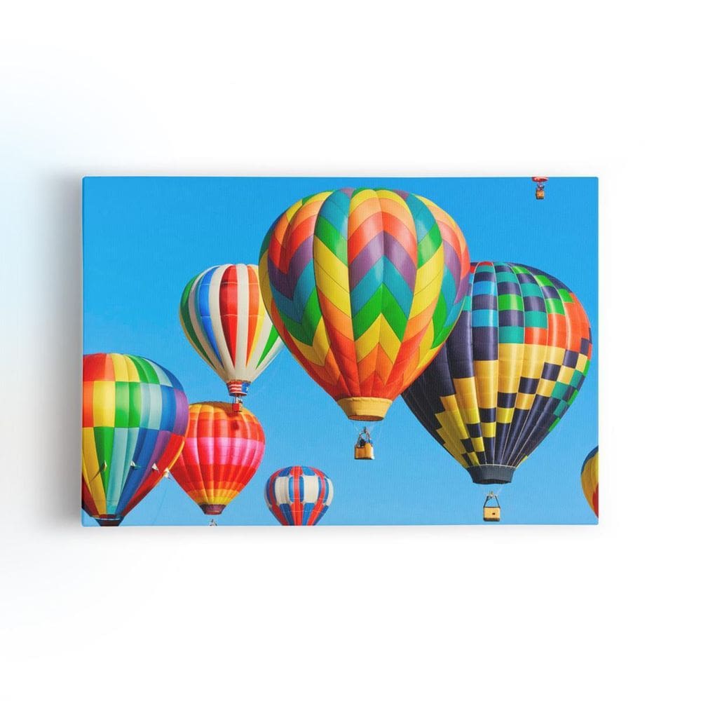 Balonismo Balão Colorido Céu Azul Quadro Canvas 60X40Cm