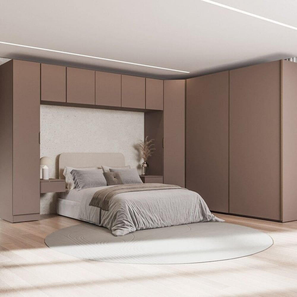 Guarda-roupa Modulado de Canto Obliquo 8 Peças com 9 Portas Orion Cabecasa Madeiraoriginals Mocha