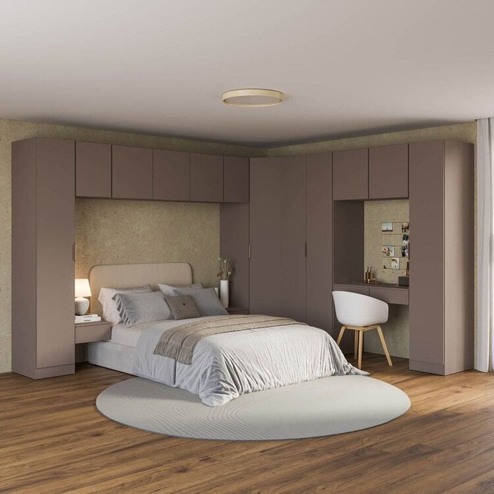 Guarda-roupa Modulado de Canto Obliquo 11 Peças com 12 Portas Orion Cabecasa Madeiraoriginals Mocha